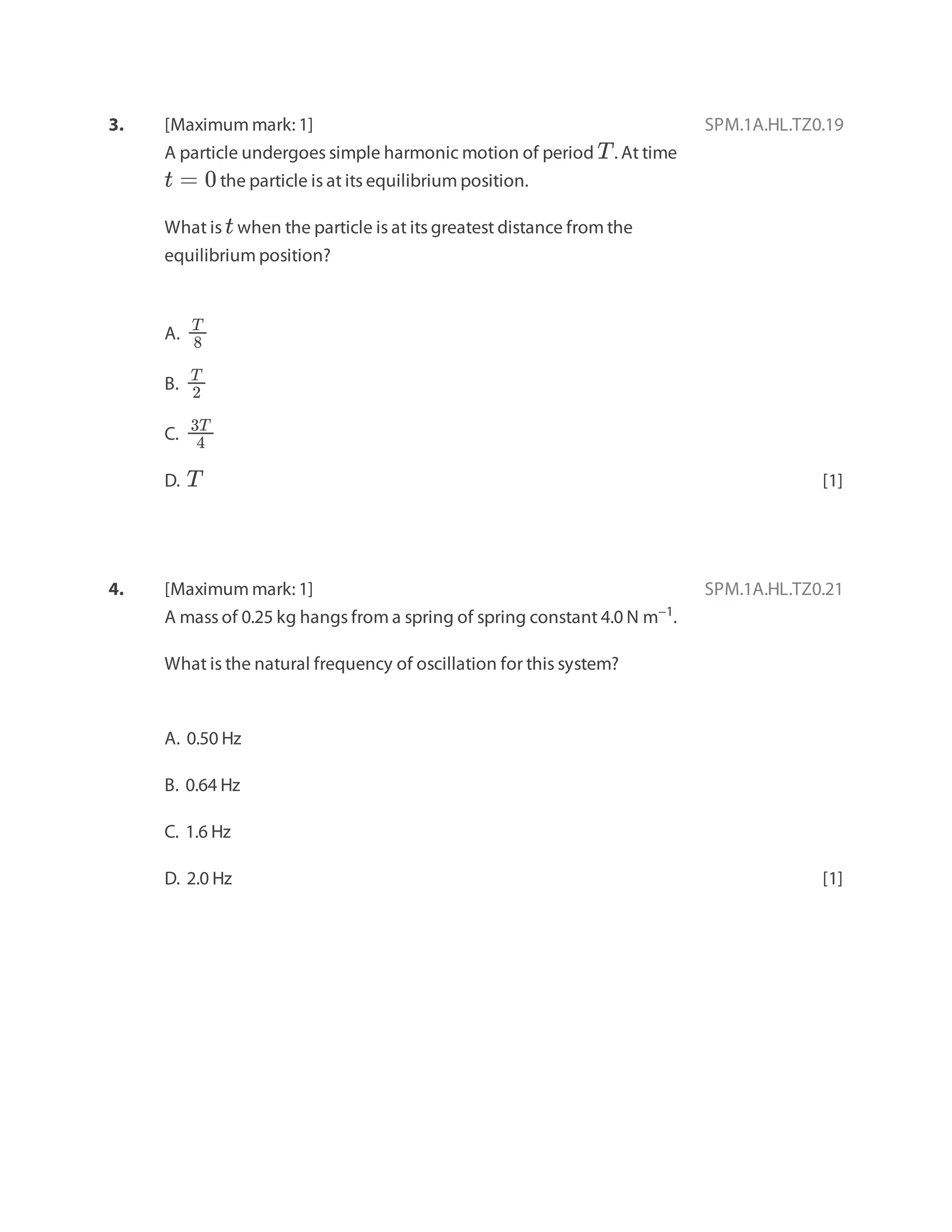 SHM.pdf Its a worksheet for students of IBDP Physics | PDF