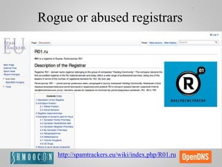 Rogue or abused registrars
http://spamtrackers.eu/wiki/index.php/R01.ru
 