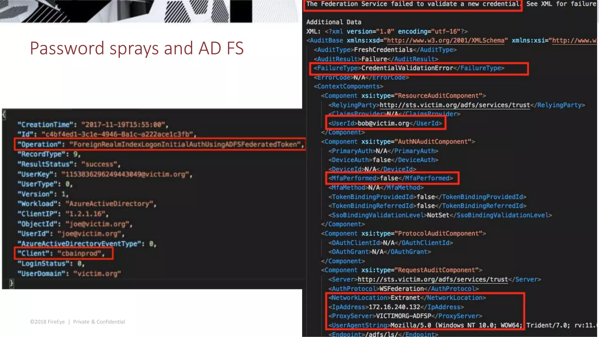 ©2018 FireEye | Private & Confidential
Password sprays and AD FS
30
 