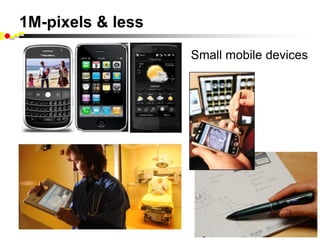 1M-pixels & less
                   Small mobile devices
 
