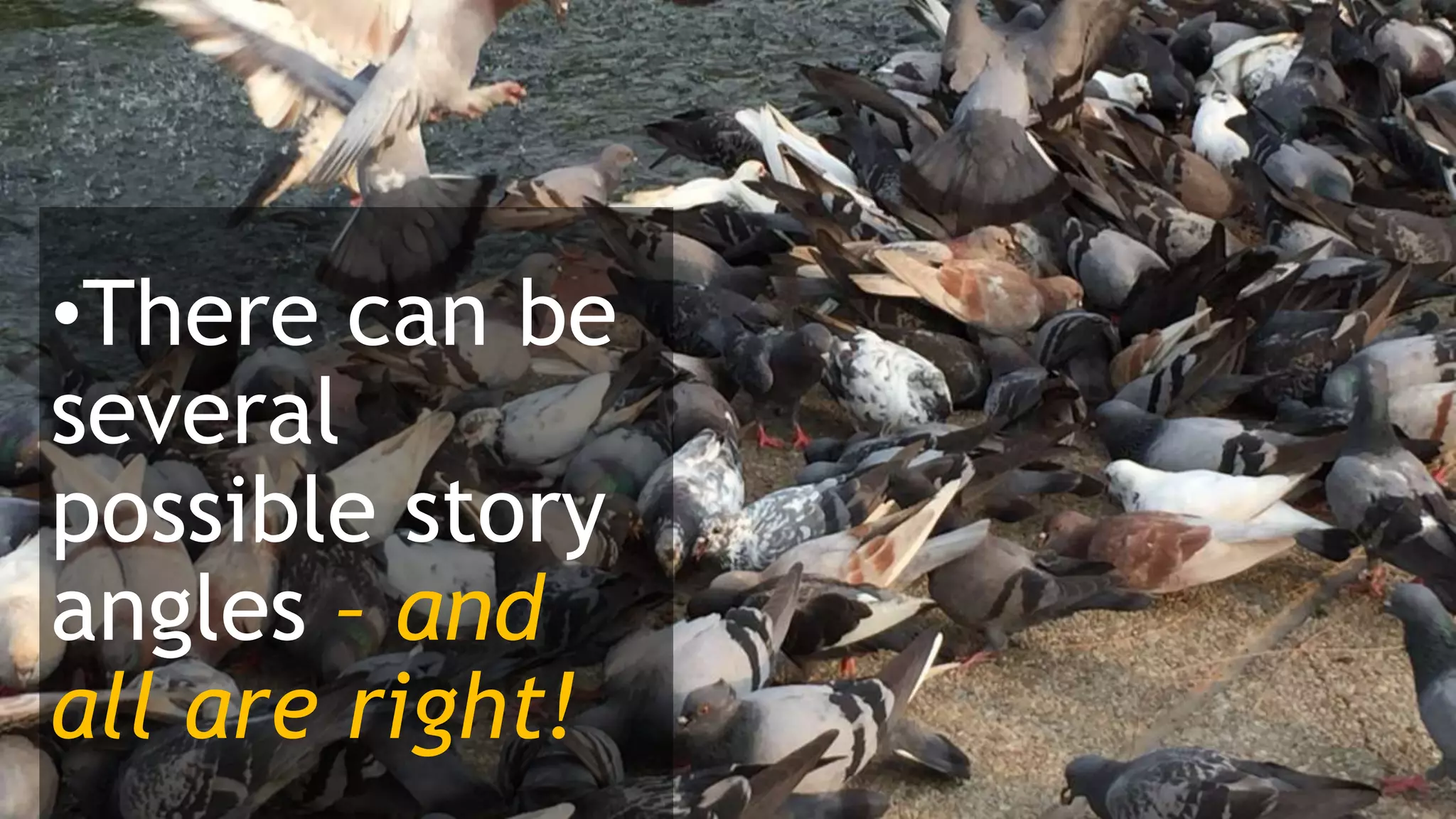 •There can be
several
possible story
angles – and
all are right!