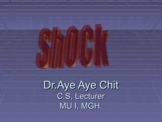 Dr.Aye Aye Chit
  C.S, Lecturer
  MU I, MGH.
 