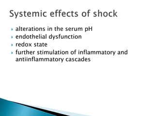  alterations in the serum pH
 endothelial dysfunction
 redox state
 further stimulation of inflammatory and
antiinflammatory cascades
 
