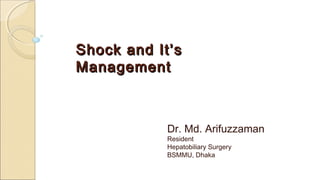 Shock and It’sShock and It’s
ManagementManagement
Dr. Md. Arifuzzaman
Resident
Hepatobiliary Surgery
BSMMU, Dhaka
 