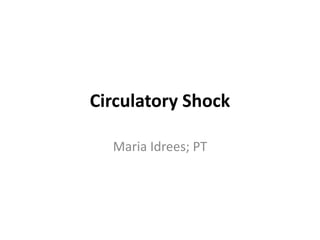 Circulatory Shock
Maria Idrees; PT
 