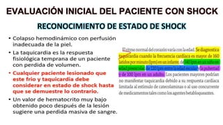 RECONOCIMIENTO DE ESTADO DE SHOCK
EVALUACIÓN INICIAL DEL PACIENTE CON SHOCK
 