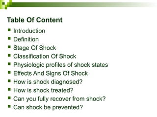 How to treating the shock and causes and types | PPTX