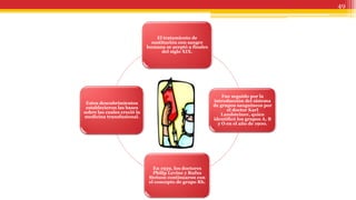 El tratamiento de
sustitución con sangre
humana se aceptó a finales
del siglo XIX.
Fue seguido por la
introducción del sistema
de grupos sanguíneos por
el doctor Karl
Landsteiner, quien
identificó los grupos A, B
y O en el año de 1900.
En 1939, los doctores
Philip Levine y Rufus
Stetson continuaron con
el concepto de grupo Rh.
Estos descubrimientos
establecieron las bases
sobre las cuales creció la
medicina transfusional.
49
 