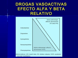 DROGAS VASOACTIVAS
EFECTO ALFA Y BETA
RELATIVO
 