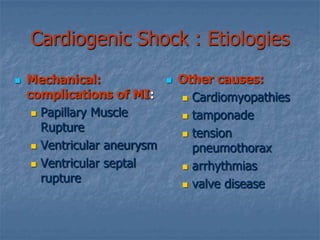 Tachypneic :  blow off CO2	 Respiratory alkalosisClinical Presentation: Generalized ShockMental status: (LOC)restless, irritable, apprehensive   unresponsiveDecreased Urine output