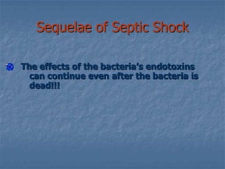Assessment, Diagnosis and Management  of Neurogenic ShockPATIENT ASSESSMENTHypotensionBradycardiaHypothermiaWarm, dry skinCO Flaccid paralysis below level of the spinal lesionMEDICAL MANAGEMENTGoals of Therapy are to treat or remove the cause & prevent cardiovascular instability, & promote optimal tissue perfusion
