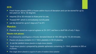 Thawed Platelets SHOCK & BLOOD TRANSFUSION AND MASS BLOOD TRASFUSION PROTOCOL | PPTX