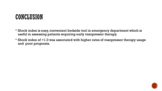 SHOCK INDEX AS A PREDICTOR OF VASOPRESSOR USE in patients with sepsis ...