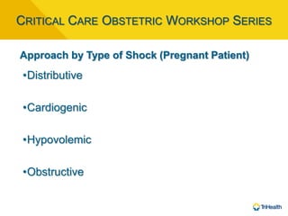 Shock in the obstetric patient, bill schnettler md | PPTX
