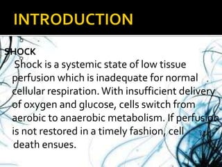 Shock its pathopysiology and management | PPTX
