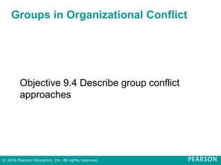 Groups in Organizational Conflict
Objective 9.4 Describe group conflict
approaches
© 2016 Pearson Education, Inc. All rights reserved.
 