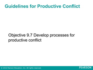 Guidelines for Productive Conflict
Objective 9.7 Develop processes for
productive conflict
© 2016 Pearson Education, Inc. All rights reserved.
 