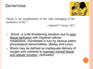 Shock Introduction Shock (Circulatory shock) | PPTX