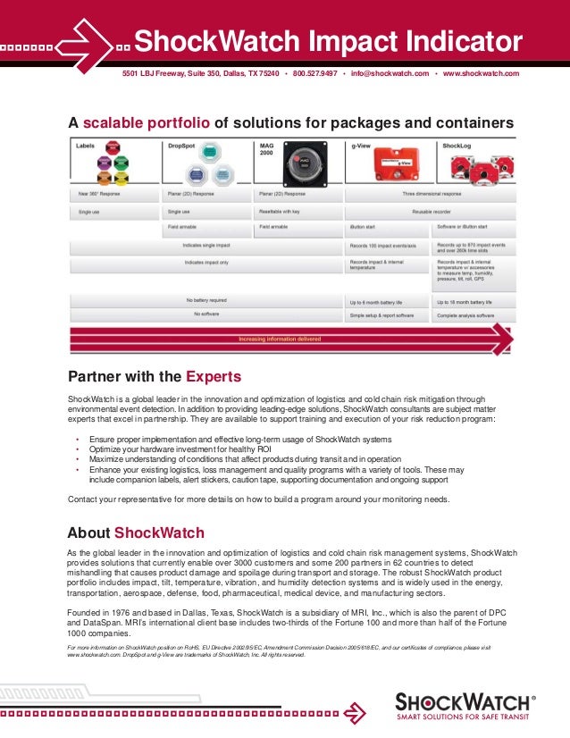 Shockwatch Impact Indicator Labels Product Brief