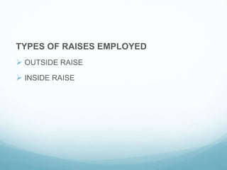 TYPES OF RAISES EMPLOYED
 OUTSIDE RAISE
 INSIDE RAISE
 
