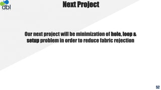 Our next project will be minimization of hole, loop &
setup problem in order to reduce fabric rejection
Next Project
52
 