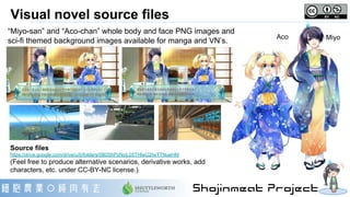 Visual novel source files
Source files
https://drive.google.com/drive/u/0/folders/0B0ShPzNziL05THlwU2IwTTNueHM
(Feel free ...