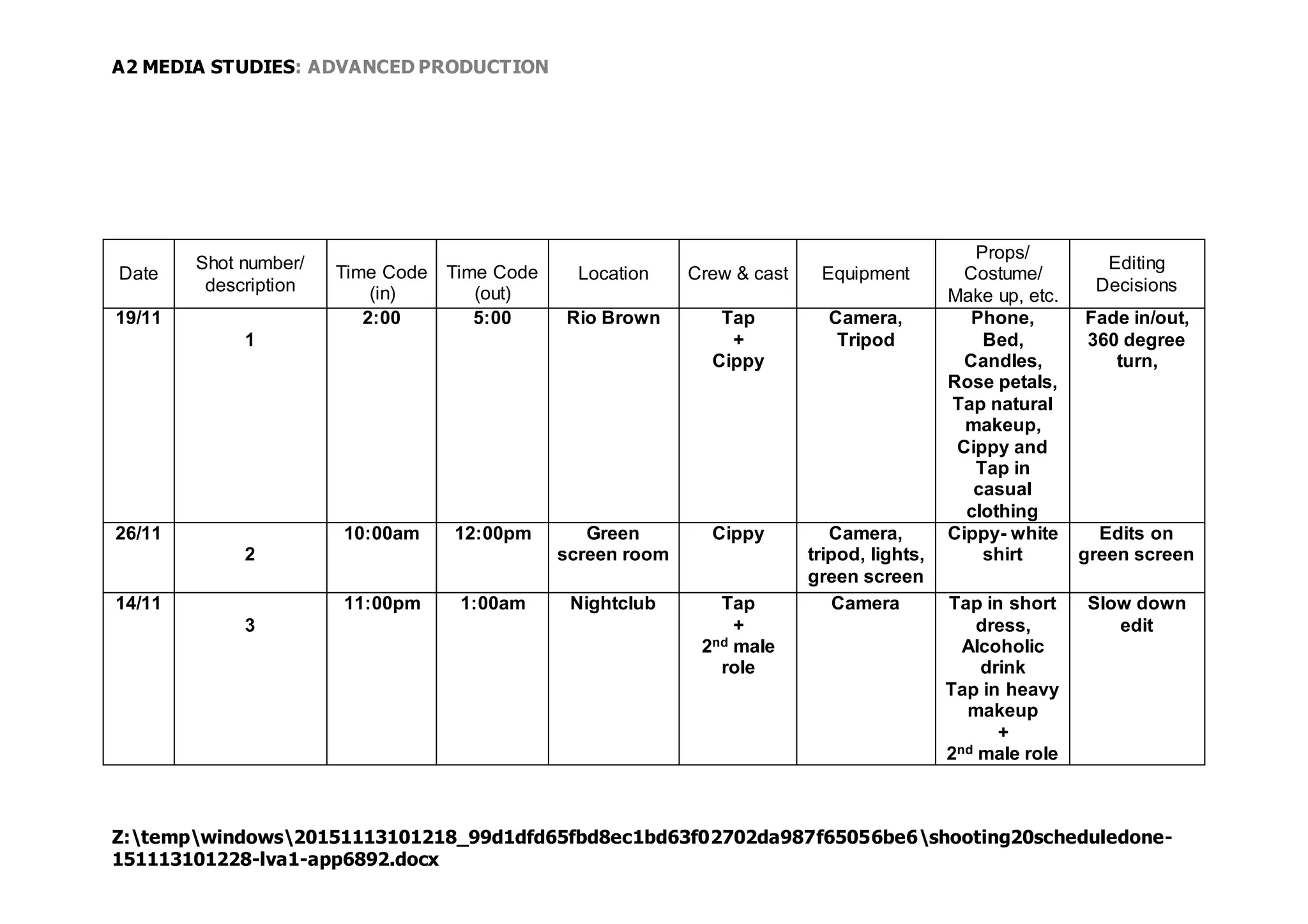 shooting-schedule-ppt