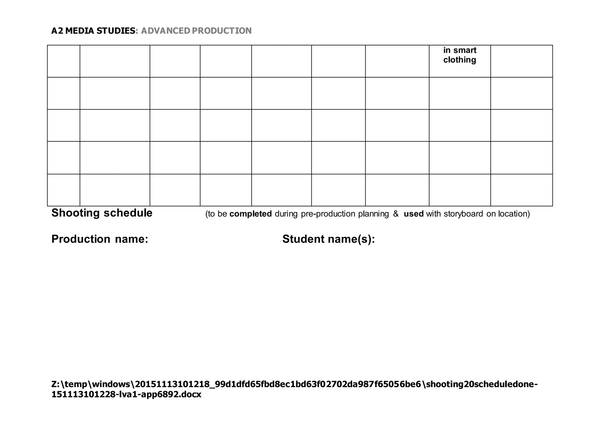shooting-schedule-ppt