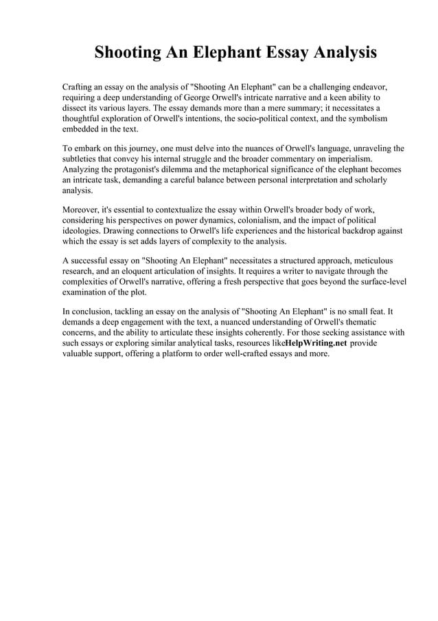 Shooting An Elephant Essay Analysis. BirminghamSouthern College PDF