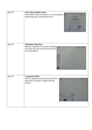 Shot 12   <Over the shoulder shot>
          This will be a shot of a man in a car on his phone,
          displaying sign...