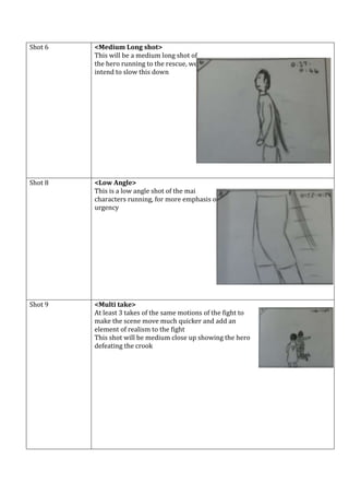 Shot 6   <Medium Long shot>
         This will be a medium long shot of
         the hero running to the rescue, we
      ...