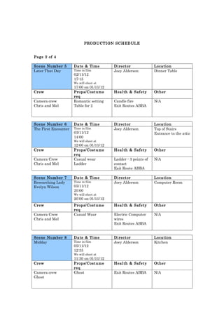 Filming Plan Example Shooting plan | DOC