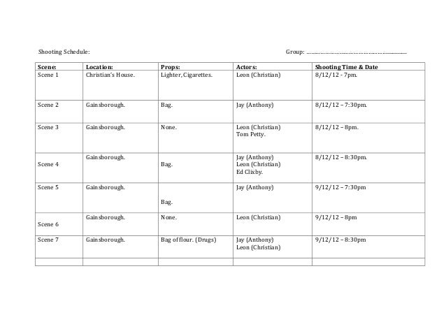 film shooting schedule template koni polycode co