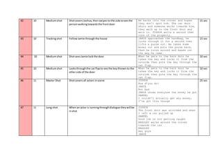 Shooting Script Table Shooting script | DOCX