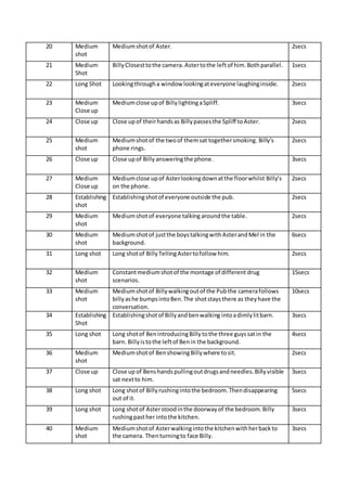 Shooting Script Table Shooting script | DOCX
