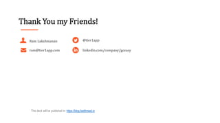 Thank You my Friends!
Ram Lakshmanan
ram@tier1app.com
@tier1app
linkedin.com/company/gceasy
This deck will be published in: https://blog.fastthread.io
 