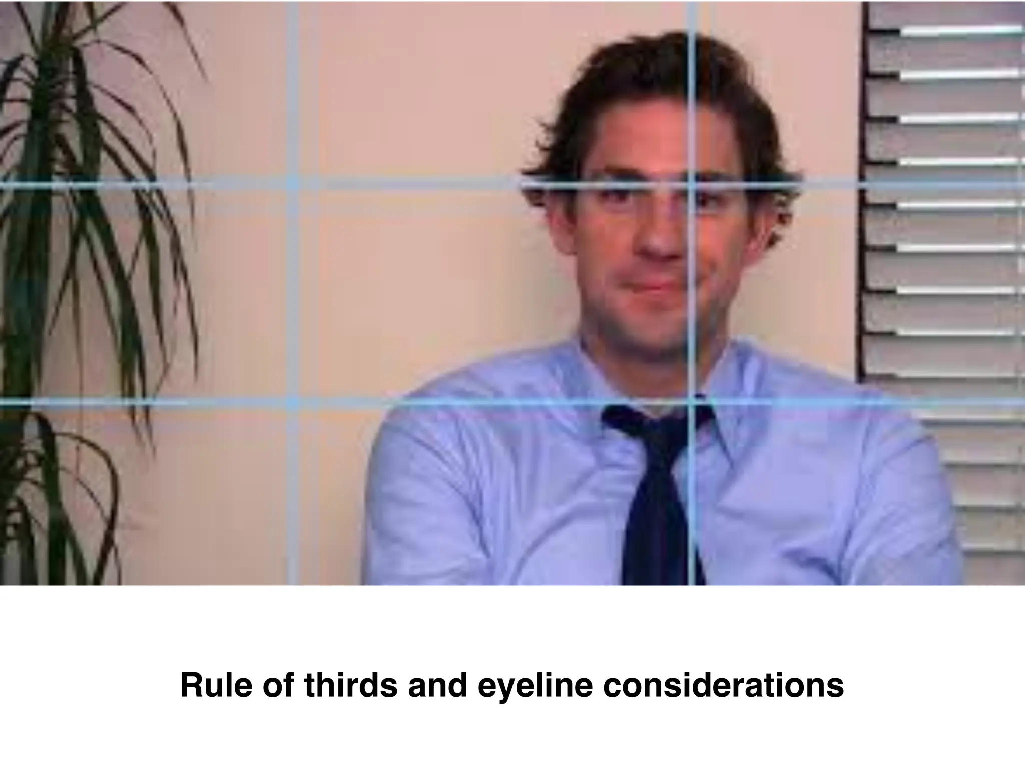 Rule of thirds and eyeline considerations
 