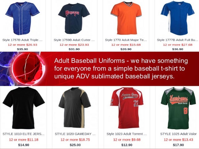 Design Baseball Uniforms Online. No minimum or set-ups.