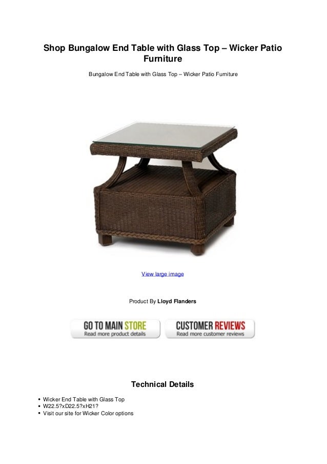 Shop Bungalow End Table With Glass Top Wicker Patio Furniture