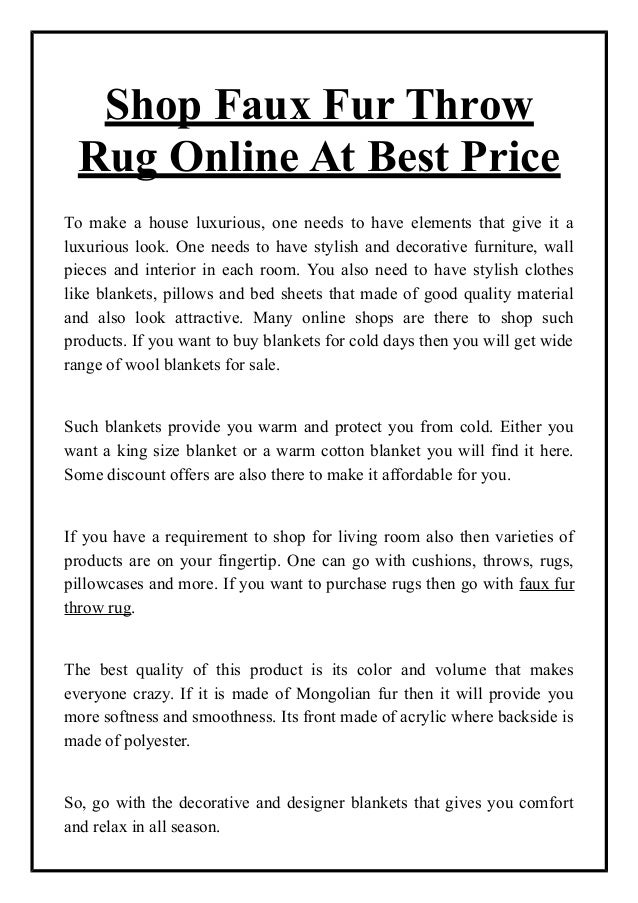 Shop faux fur throw rug online at best price