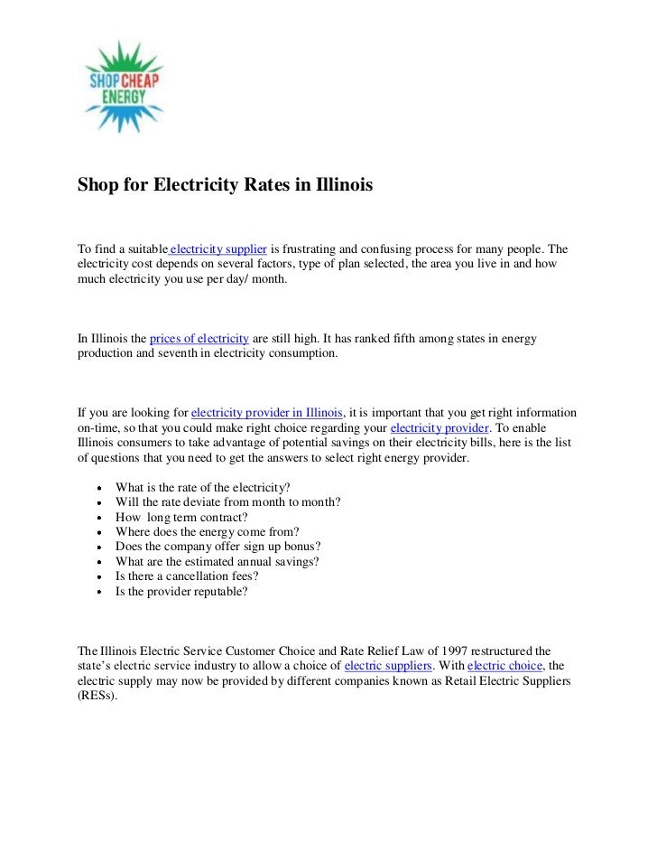 Shop for Electricity Rates in Illinois
