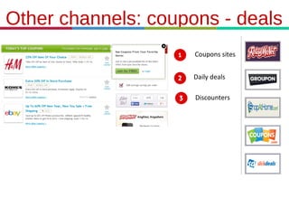 Other channels: coupons - deals
Coupons sites
Daily deals
Discounters

21.3.11

 