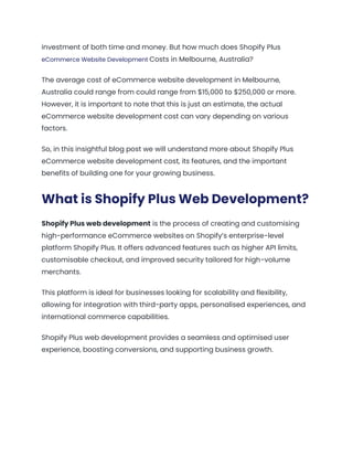 Shopify Plus eCommerce Website Development Costs in Melbourne | PDF