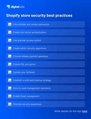Shopify Security Shopify Security Tips and Apps to Protect Your Online Store | PDF