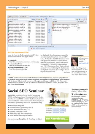 Shopleiter-Magazin · · · Ausgabe 8                                                                                              Seite 4 /8




Abb. 2: S3Fox Firefox Extension (FTP-Tool)
Lautet der Name des Buckets „data.domain.de“, dann     Im Quellcode Ihrer Homepage ersetzen Sie               Autor: Susanne Angeli
greifen User auf Inhalte datei.jpg zu mittels:         dann künftig die Bilderlinks mit den CDN-
                                                       Links. Wollen Sie alle CDN-Daten auf einen                         ist Inhaberin von
 Amazon S3                                                                                                               wallaby IT-
                                                       Schlag ersetzen, lohnt sich vielleicht eine                        Systems
    http://data.domain.de.s3.amazonaws.com/datei.jpg   htaccess-Weiterleitung, die alle relevanten                        http://wallaby.de/
 Amazon CloudFront                                    Formate GIF, PNG und JPG automatisch
    http://0815.cloudfront.net/datei.jpg               zum CDN-Dienstleister Ihrer Wahl umleitet.
 Eigene Domain inkl. CNAME                            Alternativ ist es leicht möglich alle Links in         Neben Ihrer Tätigkeit als
    http://data.domain.de/datei.jpg                    der MySQL-Datenbank des CMS per Befehl                 Buchautorin bietet sie Bera-
                                                       bequem auszutauschen.                                  tung und Dienstleistung an
                                                                                             Angeli Susanne
                                                                                                              für den erfolgreichen Ein-
Fazit                                                                                                         stieg in den Online-Handel.

Ein CDN lohnt sich nicht nur aus Sicht der Suchmaschinen-Optimierung. Genauso gut profitieren
die Besucher der Website durch den beschleunigten Seitenaufbau. Wer technisch das letzte rausholen
will, der kommt definitiv nicht um eine beschleunigte Auslieferung von Bildern, CSS-Daten oder
ähnlichem herum. Zumal Sie sich als technischer Dienstleister profilieren können, durch den enor-
men Performance-Gewinn.


                                                                                                              Newsletter-Abonnenten
Social SEO Seminar                                                                                            erhalten 5 % Extra-Rabatt

Social SEO kombiniert Social Media Optimierung                                                                Seminarkosten
(SMO) mit Suchmaschinen Optimierung (SEO). Entde-                                                             Die Kosten pro Seminar-
cken Sie im Social SEO Seminar die Unterschiede bzw.                                                          Teilnehmer betragen
Gemeinsamkeiten von Suchmaschinen-Marketing, Such-                                                            599 EUR zzgl. 19 % USt.
                                                                                                              inklusive Verpflegung, Kaf-
maschinen-Optimierung und Social Media Marketing.                                                             fee & Kuchen, Hotel (gratis
   Online Marketing-Mix                                                                                      ab 150 km Anreise) und Se-
                                                                                                              minarunterlagen.
   Suchmaschinen-Optimierung (SEO)
   Social Media Prozess (LISTEN)                               am 21.05. Seminar in Augsburg
                                                                am 04.06. Seminar in Hamburg
   Irrtümer, Fehler und Fallen
                                                                am 23.07. Seminar in Berlin
   Marketing-Tools und -Instrumente
   Social Media Marketing Fallstudien

Nur noch wenige Restplätze für Augsburg verfügbar.
 