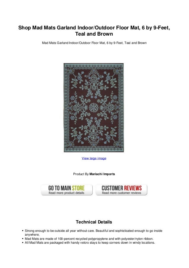 Shop Mad Mats Garland Indoor Outdoor Floor Mat 6 By 9 Feet Teal And B