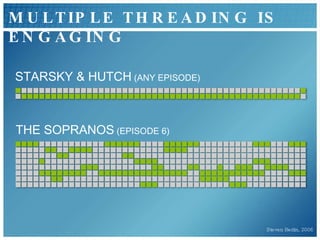 MULTIPLE THREADING IS ENGAGING STARSKY & HUTCH  (ANY EPISODE) THE SOPRANOS  (EPISODE 6) Steven Berlin, 2006 
