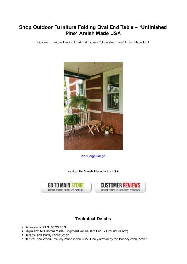 Shop Outdoor Furniture Folding Oval End Table Unfinished Pine Amish