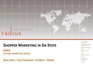 EMEA
(Europe Middle East Africa)
New York – San Francisco - London – Dubai
SHOPPER MARKETING IN SIX STEPS
 