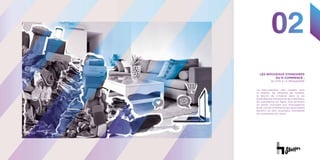 01
Le basculement des usages vers
le mobile, les attentes de fluidité,
le besoin de s’insérer dans la vie
quotidienne transforme les interfaces
du commerce en ligne. Elle donnent
un poids croissant aux messageries
et au social-commerce qui pourraient
devenir un des nouveaux standards
du commerce en ligne.
LES NOUVEAUX STANDARDS
DU E-COMMERCE :
DU SITE À LA MESSAGERIE
02
 